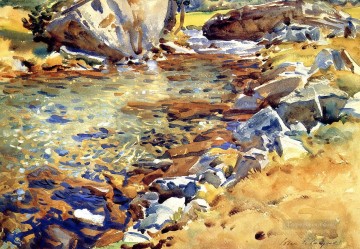ブルック川の流れ Painting - 小川間の岩の風景 ジョン・シンガー・サージェント